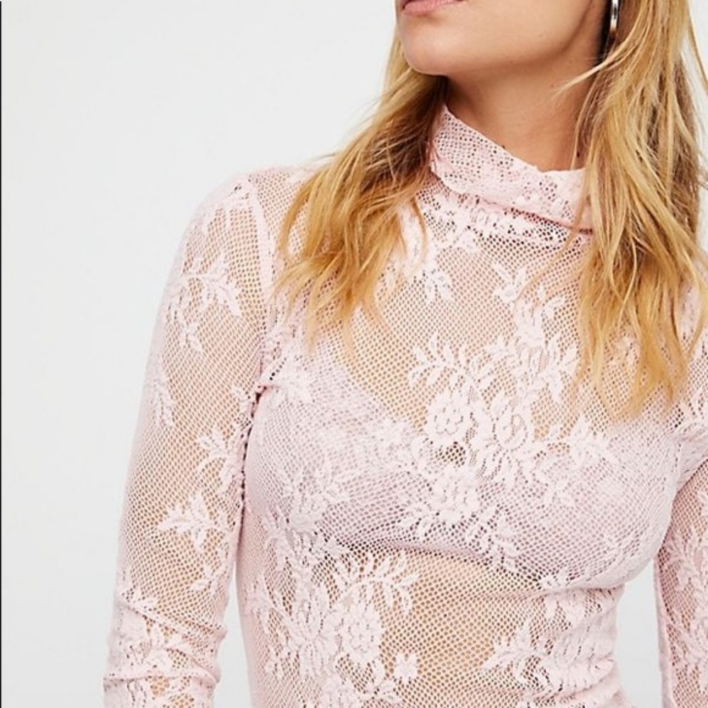 Free People Intimately Floral Lace Turtleneck Top